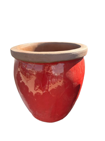 PFP1022 Lipped Bowl Pot Ceramic Glazed Bonn Chili Red Height 38cm Diameter 38cm