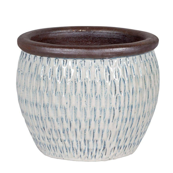 PFP2023 Lipped Bowl Pot Ceramic Glazed Dortmund White Height 38cm Diameter 50cm