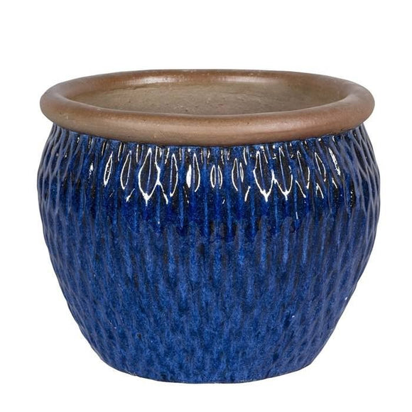 PFP2023 Lipped Bowl Pot Ceramic Glazed Dortmund Blue  Height 38cm Diameter 50cm