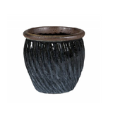 Lipped Round Ceramic Pot  Misty Black Color Set of 3