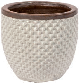 PFP1013 Lipped Round With Weave Design Ceramic Glazed Pot Berlin White Height 49cm Diameter 50cm