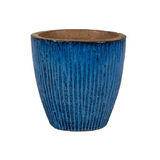 Round Ceramic Pot Bremen Blue Color Set of 4