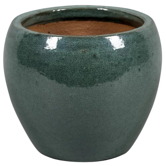 PFP1012 Round Bowl Pot Ceramic Glazed Indigo Misty Green Height 23cm Diameter 28cm
