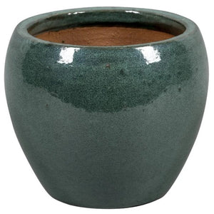 PFP1013 Round Bowl Pot Ceramic Glazed Indigo Misty Green Height 31cm Diameter 37cm