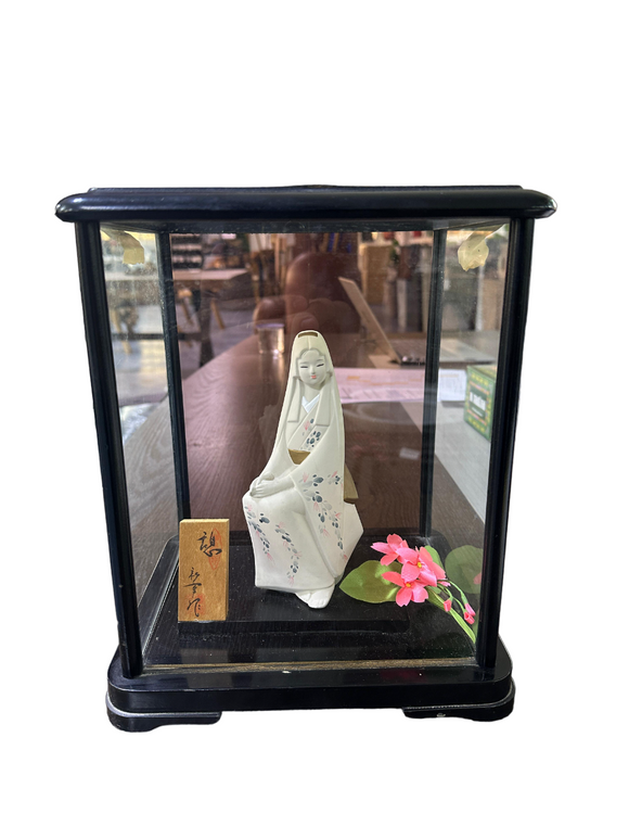 Japanese Lady Statue in a Glass Box