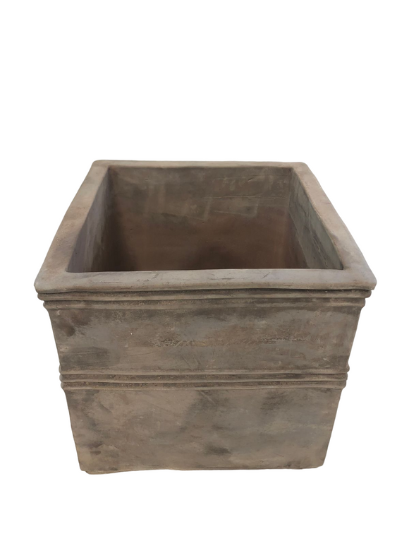 Square Terracotta Pot Antique Height 48cm width 50cm