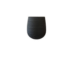 GA3011821 Striped Crucible Fibercement Pot Black Height 35cm Diameter 26cm