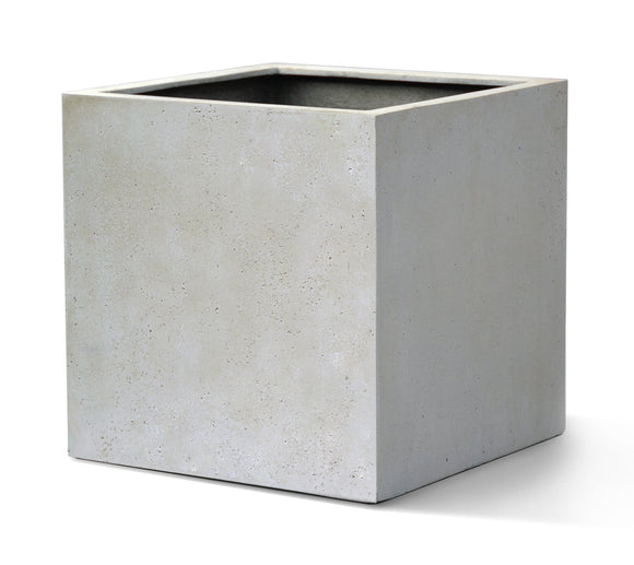Cube pot concrete antique white multi sized