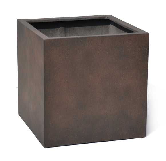 Cube pot concrete rusty iron multi sized