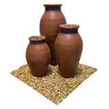 DP Dune Pot Fountain with Blue Mosaic and Horizontal Stripe Terracotta Color Set
