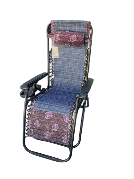 Rose Foldable Patio Lounger Chair With Removable Phone And Drink Holder