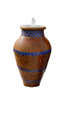 Malaya Pot Fountain With Blue Mosaic and Horizontal Stripe Terracotta Color