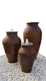 DP Malaya Pot Fountain With Blue Mosaic and Horizontal Stripe Terracotta Color