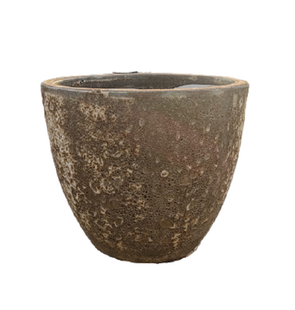 PFP1031 Egg Pot Ceramic Ancient Melbourne Antique Brown Height 26cm Diameter 30cm