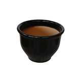 NTB10052 Round Rim Ceramic Pot Black Glazed Finish Height 30cm Length 37.5cm