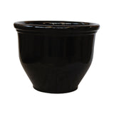 NTB10052 Round Rim Ceramic Pot Black Glazed Finish Height 30cm Length 37.5cm