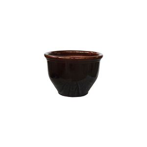NTB10032 Round Rim Ceramic Pot Brown Glazed Finish Height 30cm Diameter 37.5cm