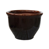 NTB10034 Round Rim Ceramic Pot Brown Glazed Finish Height 45cm Diameter 58cm
