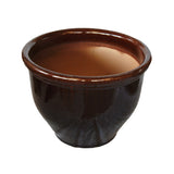 NTB10034 Round Rim Ceramic Pot Brown Glazed Finish Height 45cm Diameter 58cm