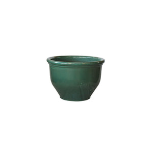 NTB-10042 Round Rim Ceramic Pot Green Glazed Finish Height 30cm Diameter 37.5cm
