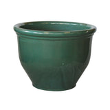 NTB10041 Round Rim Ceramic Pot Green Glazed Finish Height 23cm Diameter 29cm