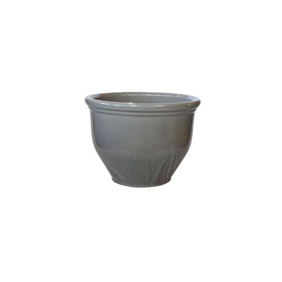 NTB-10062 Round Rim Ceramic Pot Grey Glazed Finish Height 30cm Diameter 37.5cm