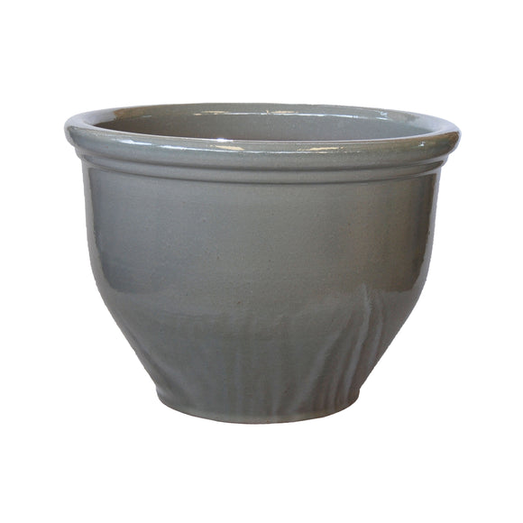 NTB-10064 Round Rim Ceramic Pot Grey Glazed Finish Height 45cm Diameter 58cm