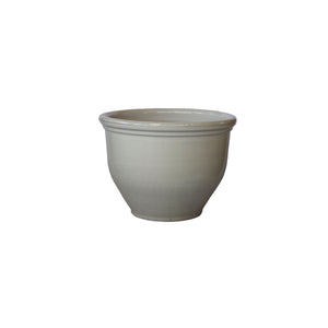 NTB-10012 Round Rim Ceramic Pot White Glazed Finish Height 30cm Diameter 37.5cm