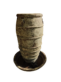 Ancient Tall Vase With Horizontal Pattern And Bowl Fountain 125cm Height