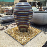 Ali Badi Full Mosaic Pot Fountain With Horizontal Stripe Terracotta Color Set