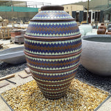 Ali Badi Full Mosaic Pot Fountain With Horizontal Stripe Terracotta Color Set