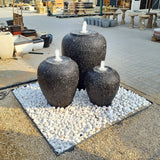Cheetah Desert Glass With Black & White Crystals Pot Fountain