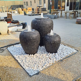 DP Cheetah Desert Glass With Black & White Crystals Pot Fountain