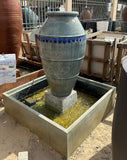 DP Baganda With Blue Half Mosaic Pot Fountain Grey Color 100cm Height