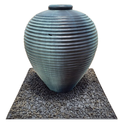 DP Bida Pot Fountain with Horizontal Stripe Green Wash Color 150cm Height Set