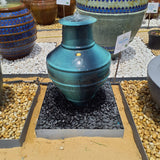 DP Audrey Pot Fountain With Horizontal Srtripe Design Ocean Blue Color