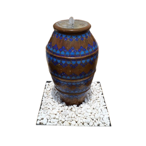 DP Baganda With Blue Full Mosaic Fountain Terracotta Color