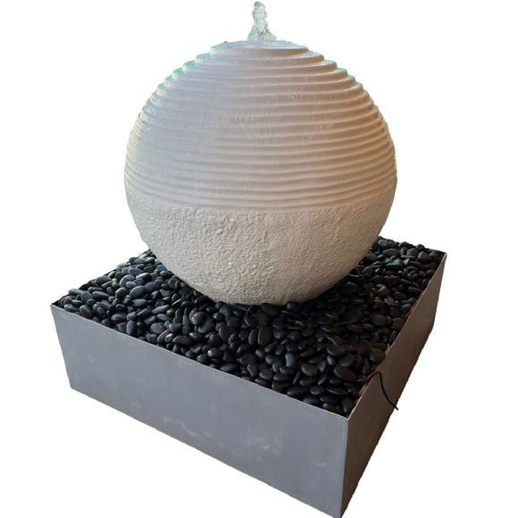 DP  Bida Half Pot Fountain with Horizontal Stripe White Color 100cm Height Set