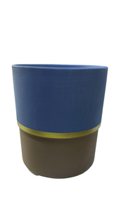 HZ071 - ROUND CERAMIC DUAL COLOUR  BLUE AND BROWN LARGE  POT