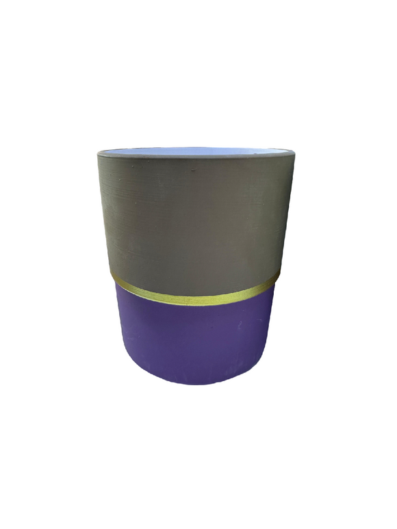 HZ071 - ROUND CERAMIC DUAL COLOUR BROWN AND PURPLE SMALL POT