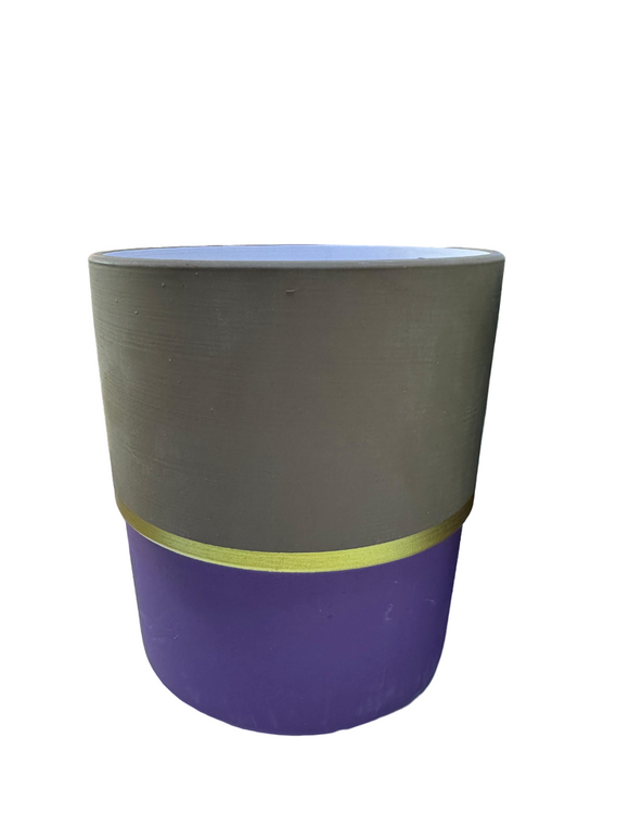 HZ071 - ROUND CERAMIC DUAL COLOUR BROWN AND PURPLE LARGE POT