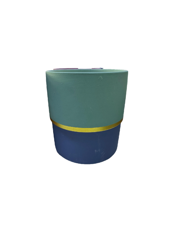 HZ071 - ROUND CERAMIC DUAL COLOUR GREEN AND BLUE MEDIUM POT