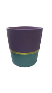 HZ071 - ROUND CERAMIC DUAL COLOUR  PURPLE AND GREEN  MEDIUM POT