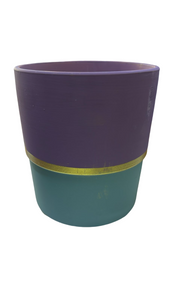 HZ071 - ROUND CERAMIC DUAL COLOUR  PURPLE AND GREEN  LARGE POT