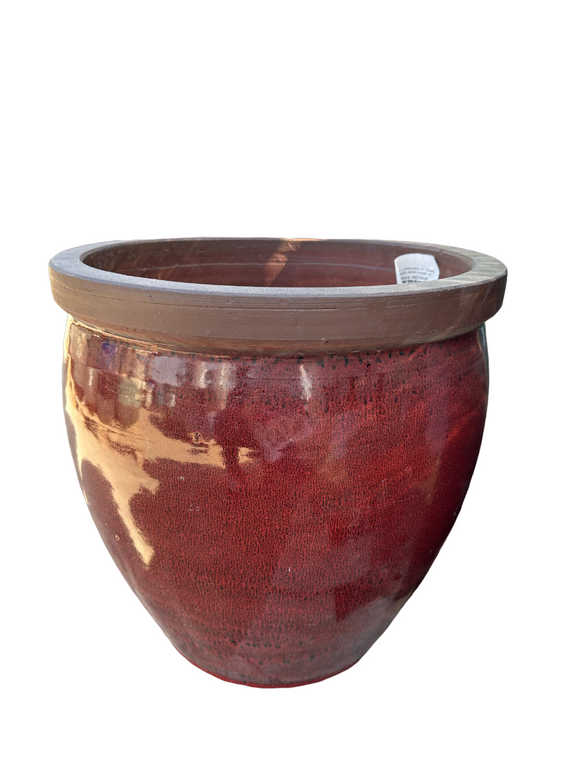 PFP1021 Lipped Bowl Pot Ceramic Glazed Bonn Red Height 32cm Diameter 32cm