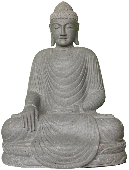 Seated buddha bhumispharsha touching earth natural riverstone statue 60cm height