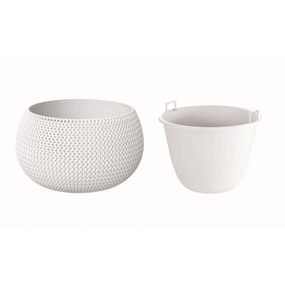 DKSP480 Splofy Weave Pattern Plastic Bowl Pot White Height 38cm Diameter 48cm