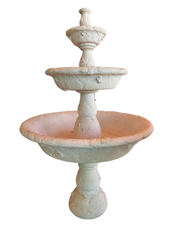 Triple Tazza Tier Fountain Cast Stone Garden Water Feature Pompeii Ash