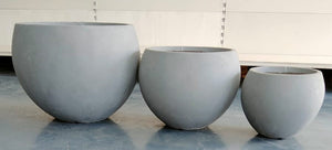Low Round Contemporary Light Grey Pot GA30-1474