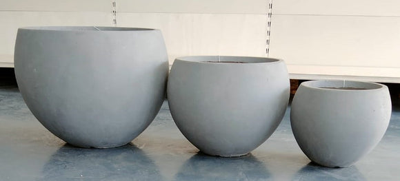 Low Round Contemporary Light Grey Pot GA30-1474